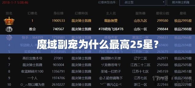魔域副宠为什么最高25星？